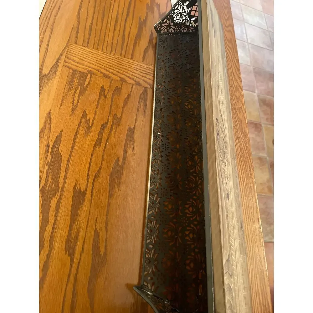 Belle Maison Decirative shelf Bronze tone metal with rustic wood top - Picture 5 of 6